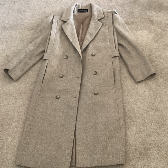 Women's Tan Double-Breasted Trench Coat petite - Picture 3 of 7